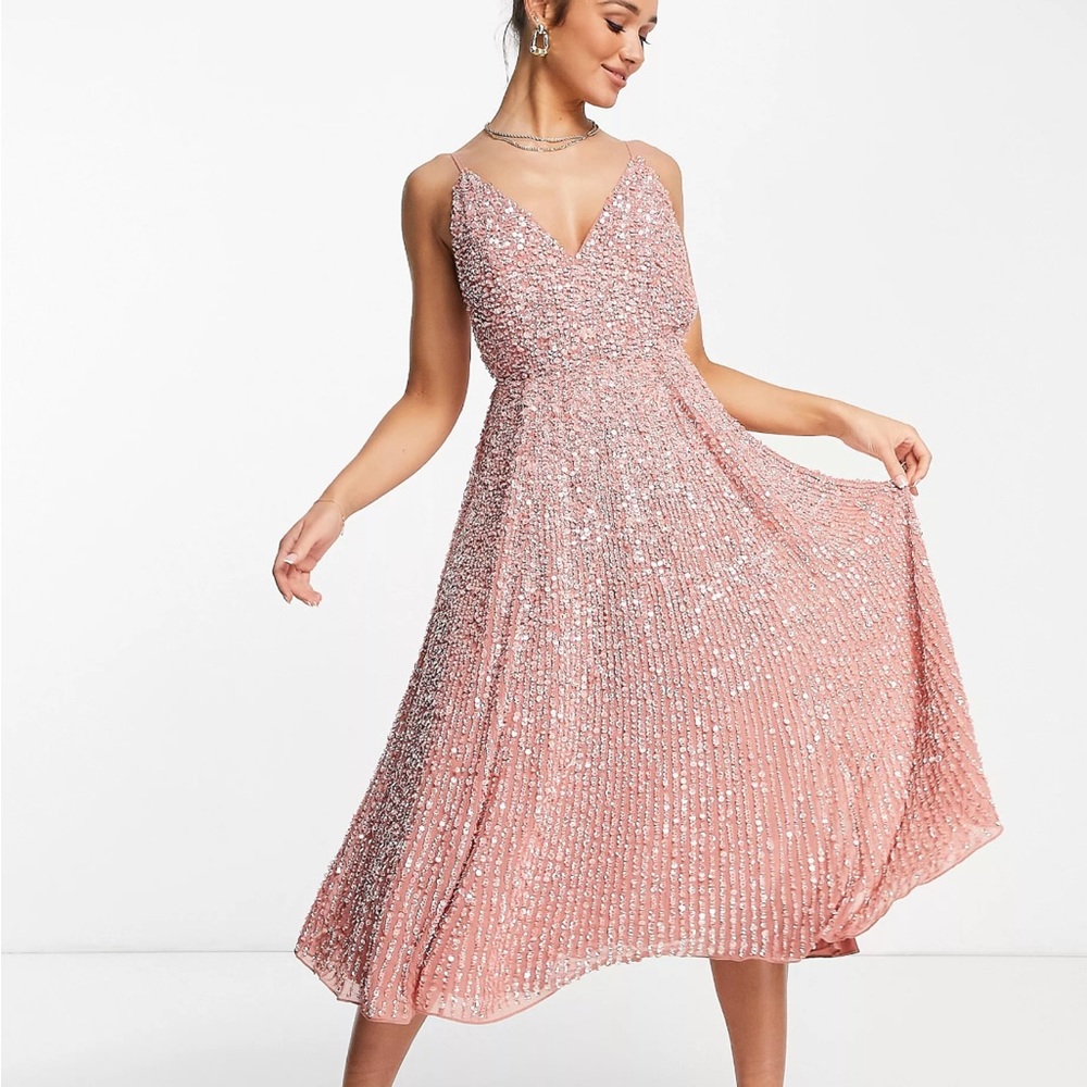 -HOLD FOR @ jkeith607-
ASOS Edition Sequins Embellished Midi Dress Pink US 12